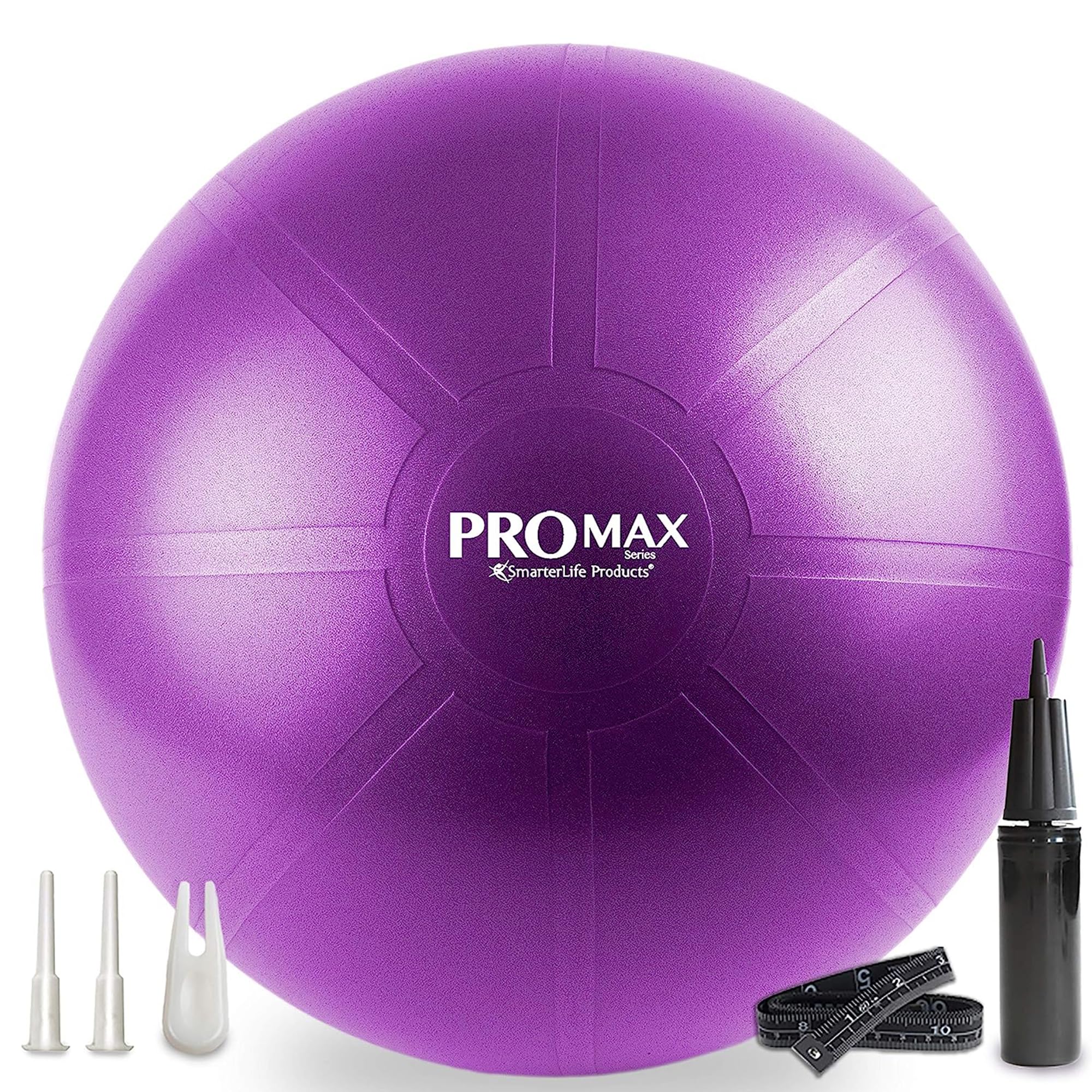 SmarterLife PRO MAX Exercise Ball - Anti-Burst Yoga Ball for Fitness, Workouts, Pilates, Stability Training & Pregnancy Support | Perfect for Home Gym, Office Chair, Labor & Birth Ball, Yoga & Balance Exercises
