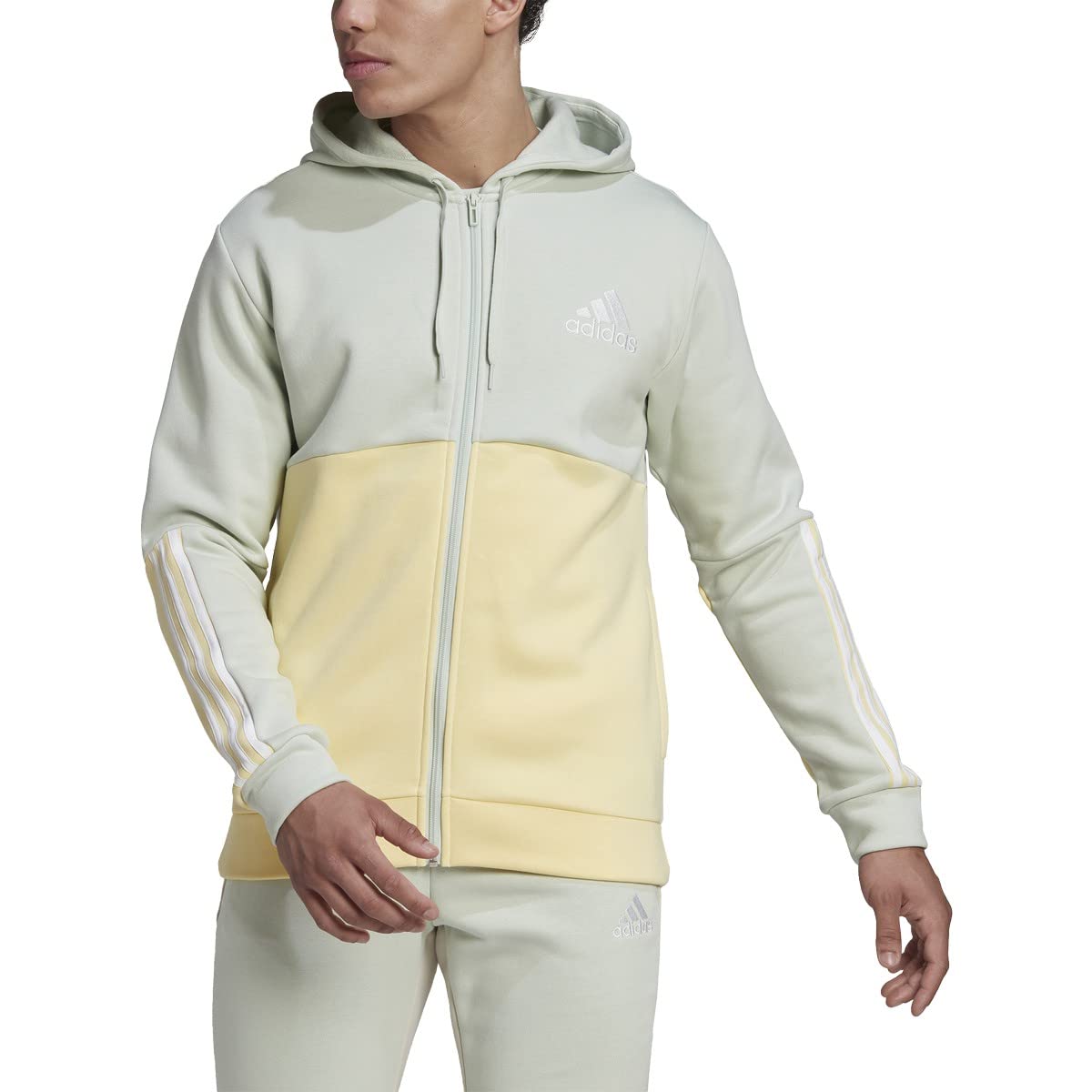 Adidas Essentials Colorblock Zip-Up Hoodie for Men - Perfect for Gym, Running & Casual Wear