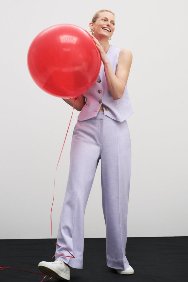 Lani Stretch Tweed Pants in Lilac & Ivory - Comfortable High-Waisted Office Pants for Women | Perfect for Business Casual, Workwear & Professional Outfits