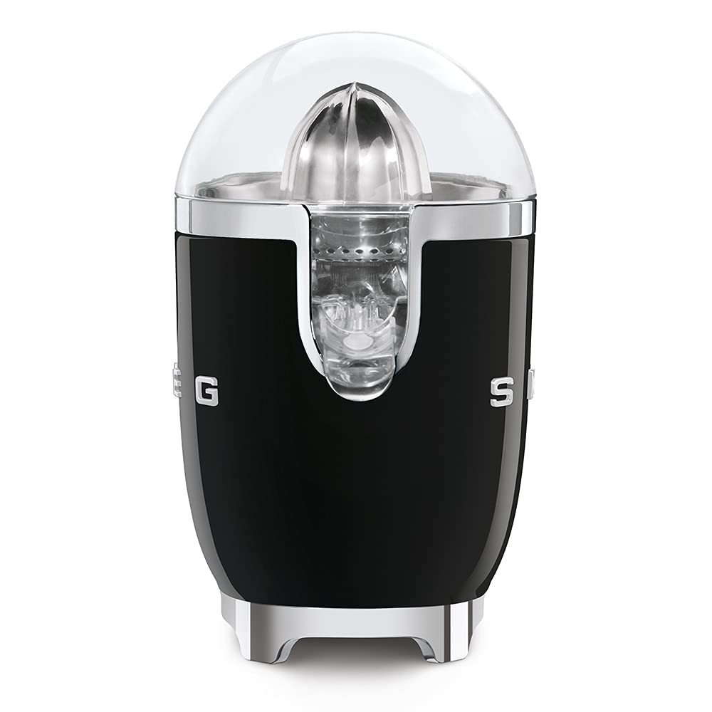 Smeg CJF01BLUS Electric Citrus Juicer - Compact Black Countertop Juicer for Oranges, Lemons & Grapefruits - Perfect for Breakfast, Cocktails & Healthy Juicing at Home