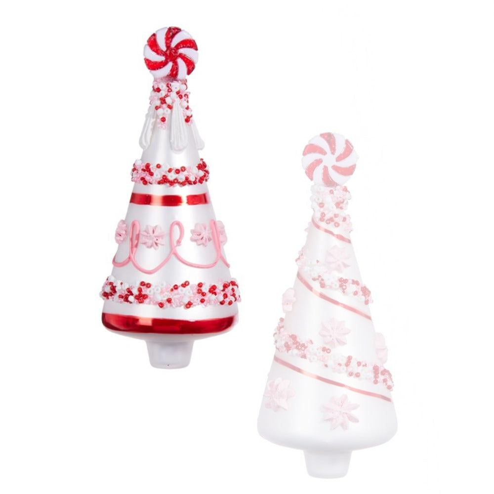 6 Pack Beaded Peppermint Christmas Tree Ornaments - Handmade Holiday Decor for Xmas Tree, Home, Office & Gift Giving