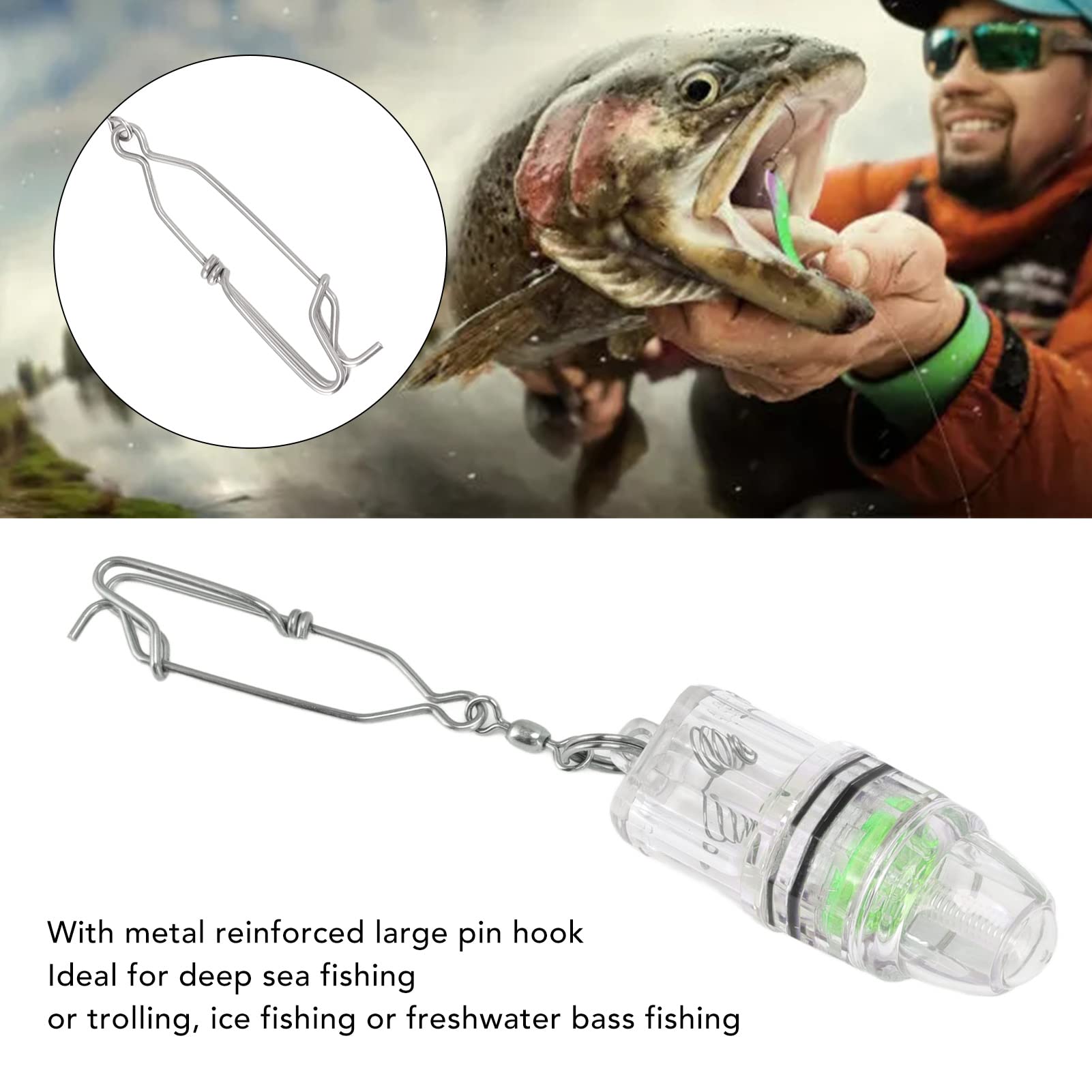 **Green LED Bait Fishing Lamp - Explosion Proof Underwater Flashlight for Deep Drop Fishing, Attracts Fish & Increases Fun | Perfect for Night Fishing & Ice Fishing**