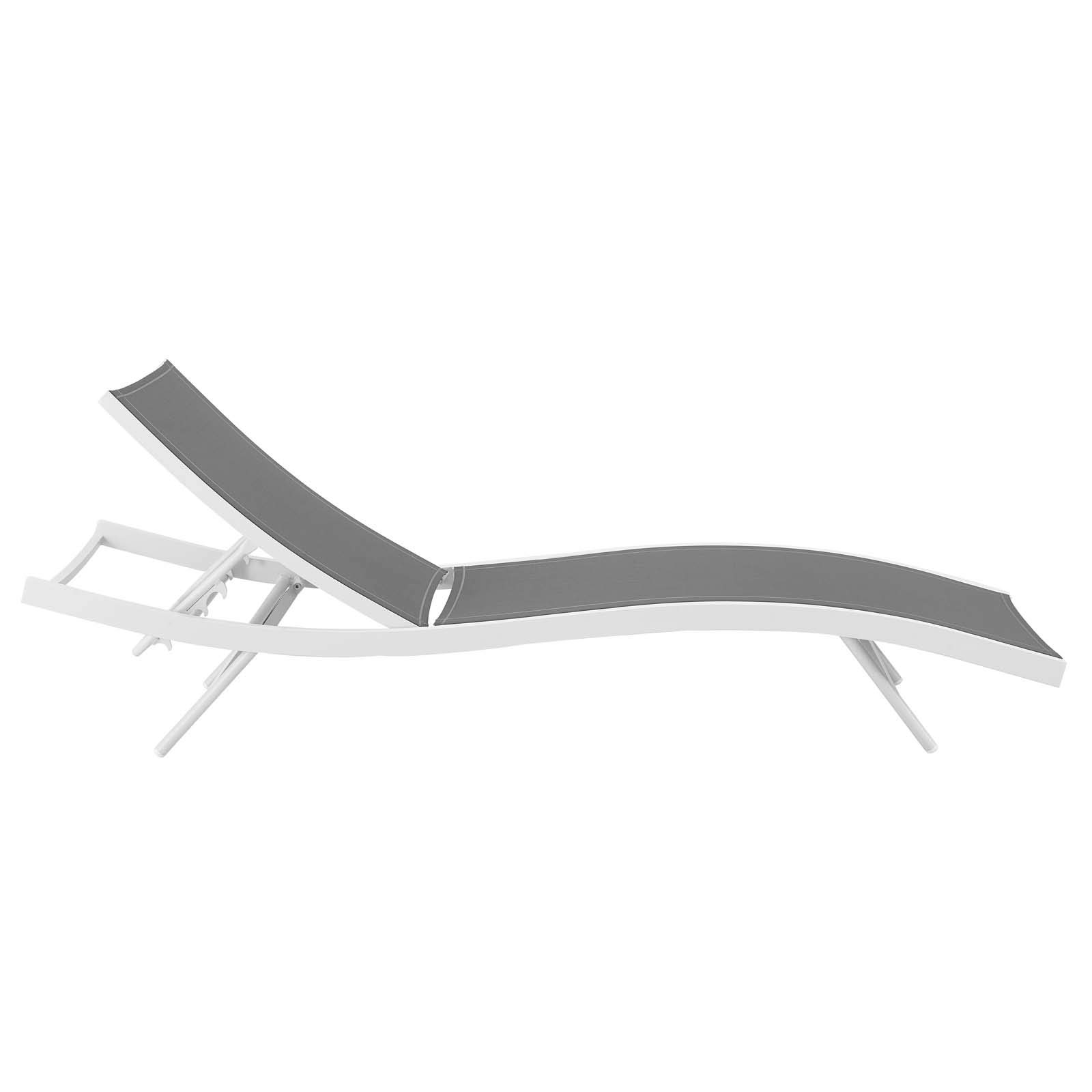 Modern Outdoor Patio Lounge Chair - Lightweight Aluminum Chaise with White & Gray Finish - Perfect for Balcony, Garden, Poolside & Backyard Relaxation