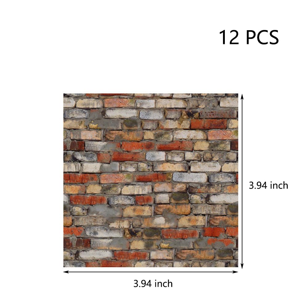 Self-Adhesive Miniature Dollhouse Wallpaper & Flooring Set - 1:12 Scale Mini Dollhouse Accessories (12pcs No.2) for DIY Dollhouse Decor & Model Home Projects