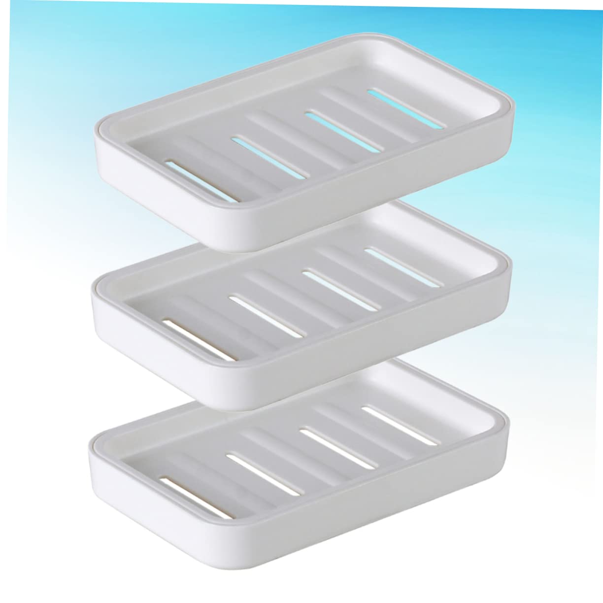 TOPBATHY 3-Piece Kitchen & Bathroom Soap Holder Set - Dual-Layer Hollow Soap Drainer with Lid for Liquid Soap, Wall Mount Organizer - Perfect for Shower, Sink, and Countertop Storage