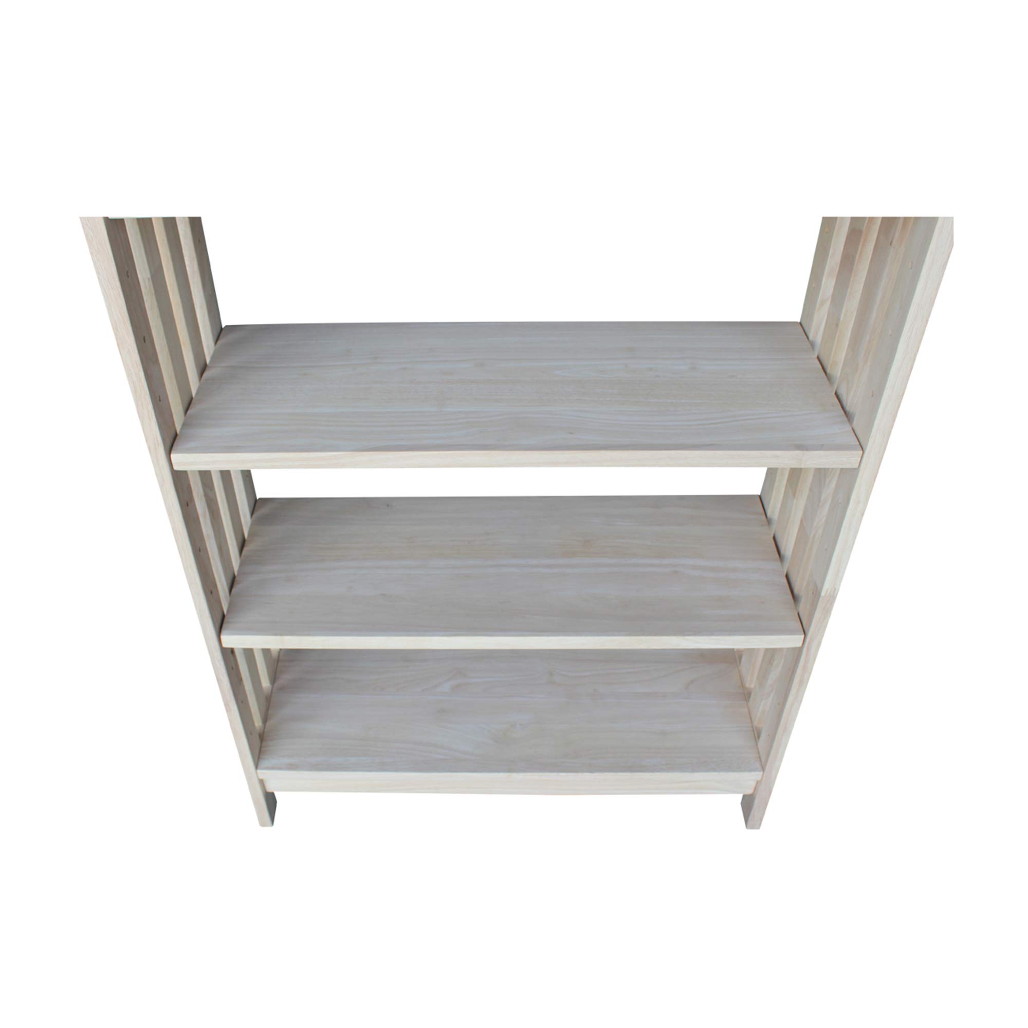International Concepts 4-Tier Mission Style Shelf Unit - Unfinished Wooden Bookcase for Home Office, Living Room & Bedroom Storage
