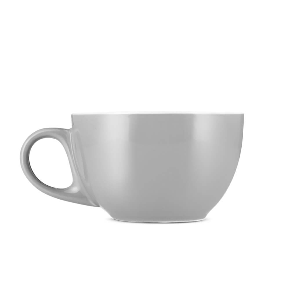 Premium Espresso Parts Porcelain Latte Cup & Saucer Set - Gray (12oz/355ml) - Ideal for Home Coffee Bars, Cafés & Gifts for Coffee Lovers