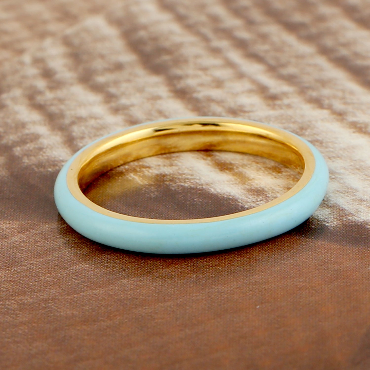 14K Yellow Gold Handmade Enamel Band Ring - Dainty Stackable Jewelry for Women, Perfect Gift for Anniversary, Birthday & Valentine's Day - Elegant Everyday Wear & Special Occasions