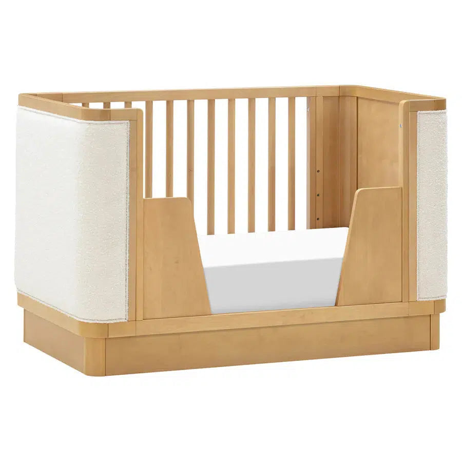 Babyletto Bondi Boucle 4-in-1 Convertible Crib in Honey with Ivory Boucle Fabric - Nursery Essential for Newborns, Toddlers & Kids Bedroom Decor