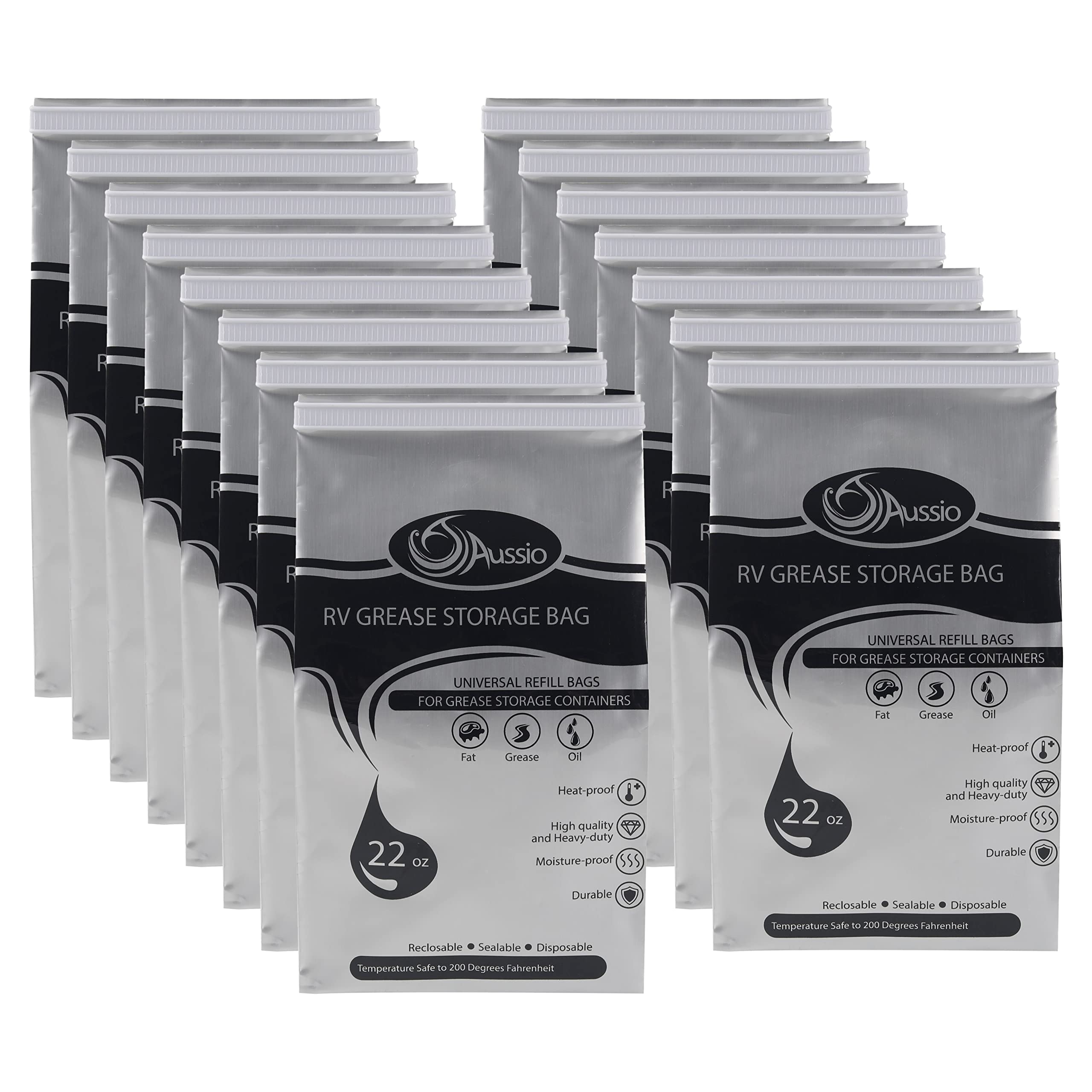 (15 Pack) Disposable Grease Storage Bags - High Heat Resistant Up to 200℉ | Oil Disposal Bags for Kitchen, RV & Outdoor Cooking | Leak-Proof Grease Containers for Frying, Grilling & Deep Frying