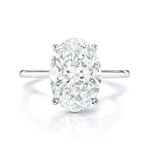 4 CT Elongated Oval Moissanite Engagement Ring for Women - Handmade Wedding Bridal Ring Set with Solitaire & Hidden Halo in Silver, 10k/14k/18k Solid Gold - Anniversary Promise Gift for Her - Perfect for Proposals, Weddings & Special Occasions