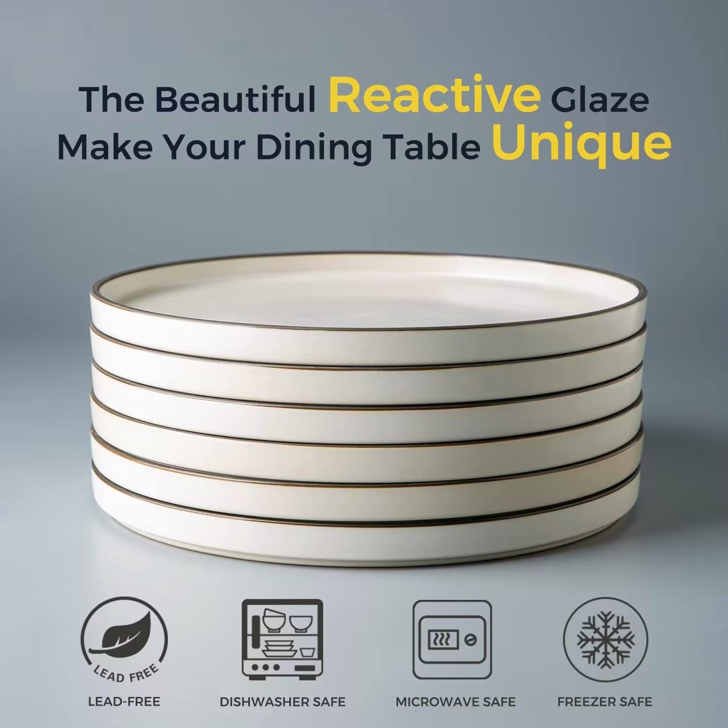 LERATIO 8-Inch Ceramic Salad Plates Set of 6 - Microwave, Dishwasher & Oven Safe - Scratch Resistant Matte White Dinnerware - Perfect for Restaurants, Home Dining & Party Serving