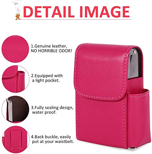 Lelesta PU Leather Cigarette Case with Lighter Holder - Black Lychee Pattern for Women | Portable Smoking Accessory