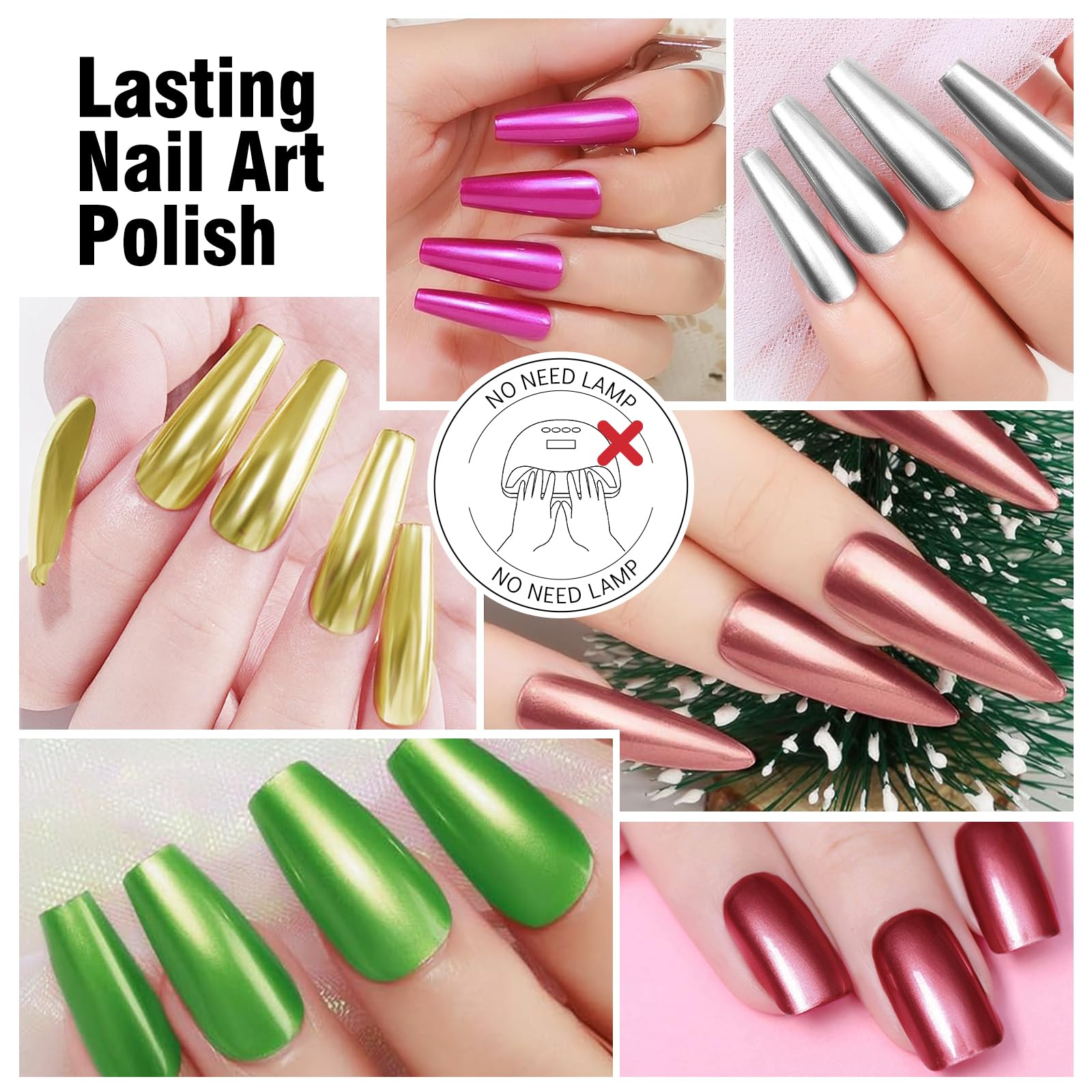 KYDA 18ml Metallic Mirror Nail Polish - Long Lasting High Shine, Reflective Chrome Finish for Manicure & Nail Art - #06 Silver Shade - Perfect for Parties, Weddings & Special Occasions