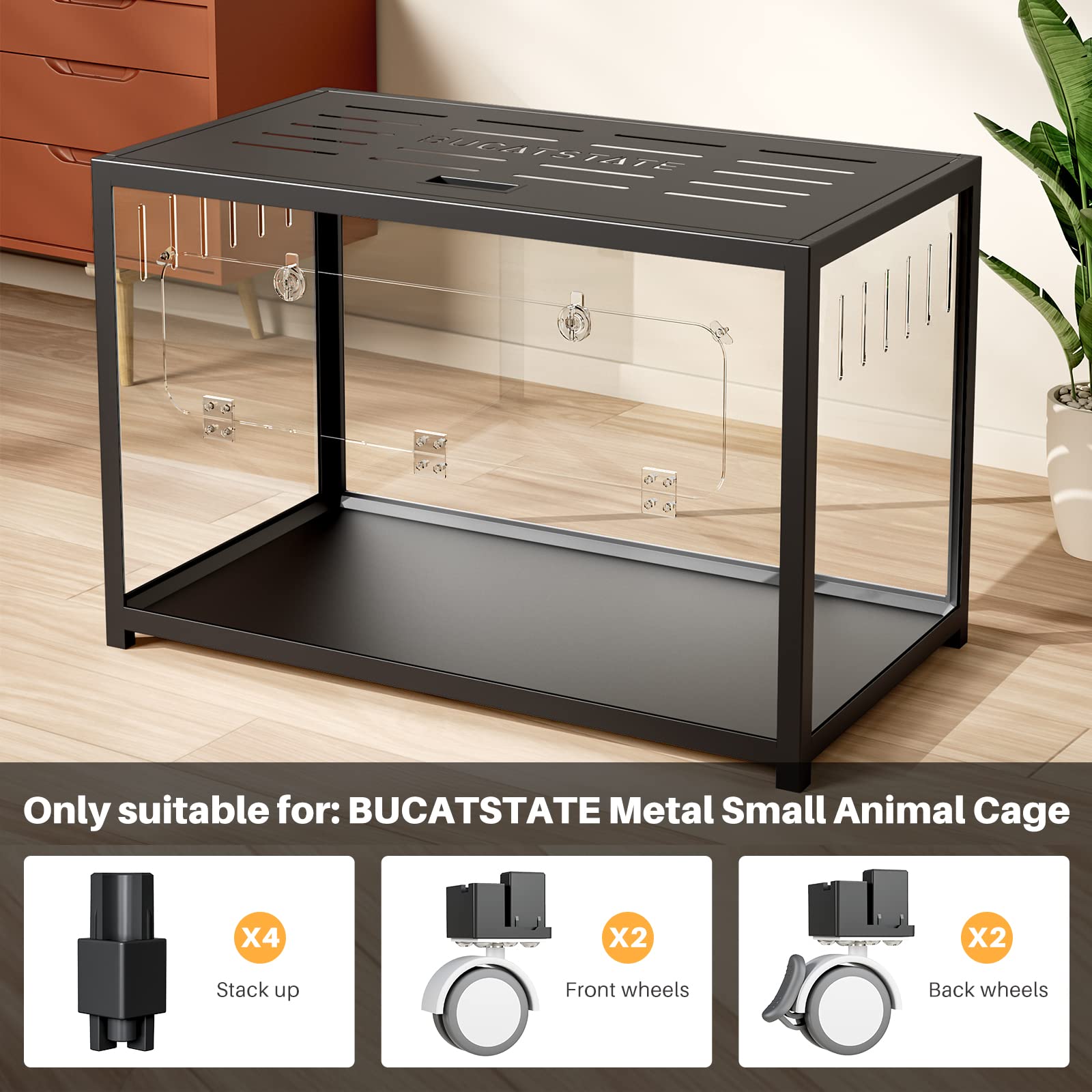 BUCATSTATE Cage 2.0 Universal Wheel & Stacking Accessories Set - Heavy Duty Mobility Kit for Metal Storage Cages (Black) - Perfect for Warehouse Organization, Retail Display & Industrial Shelving Systems