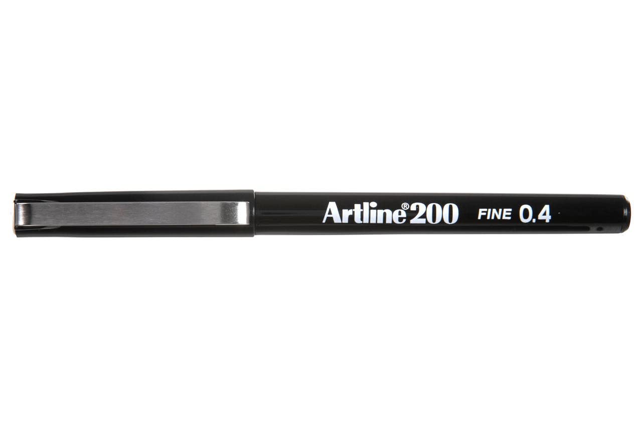 Artline 200 Fineline Writing Pens - 0.4mm Ultra Fine Tip Black Ink Pens, 12 Pack (EK-200N) - Perfect for Journaling, Note Taking & Detailed Artwork