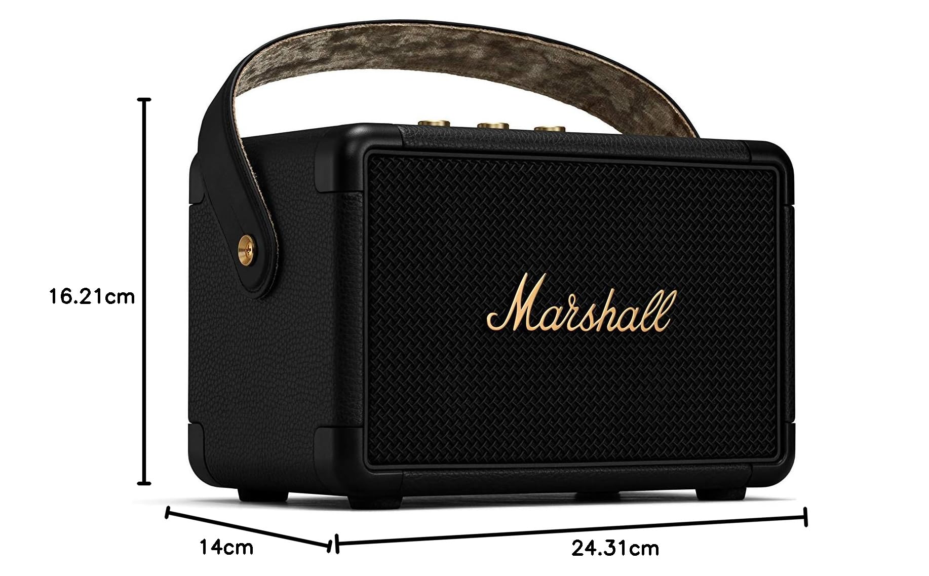 Marshall Kilburn II Portable Bluetooth Speaker - Wireless, Waterproof, Premium Sound - Black & Brass Finish | Perfect for Outdoor Adventures, Beach Parties & Home Entertainment