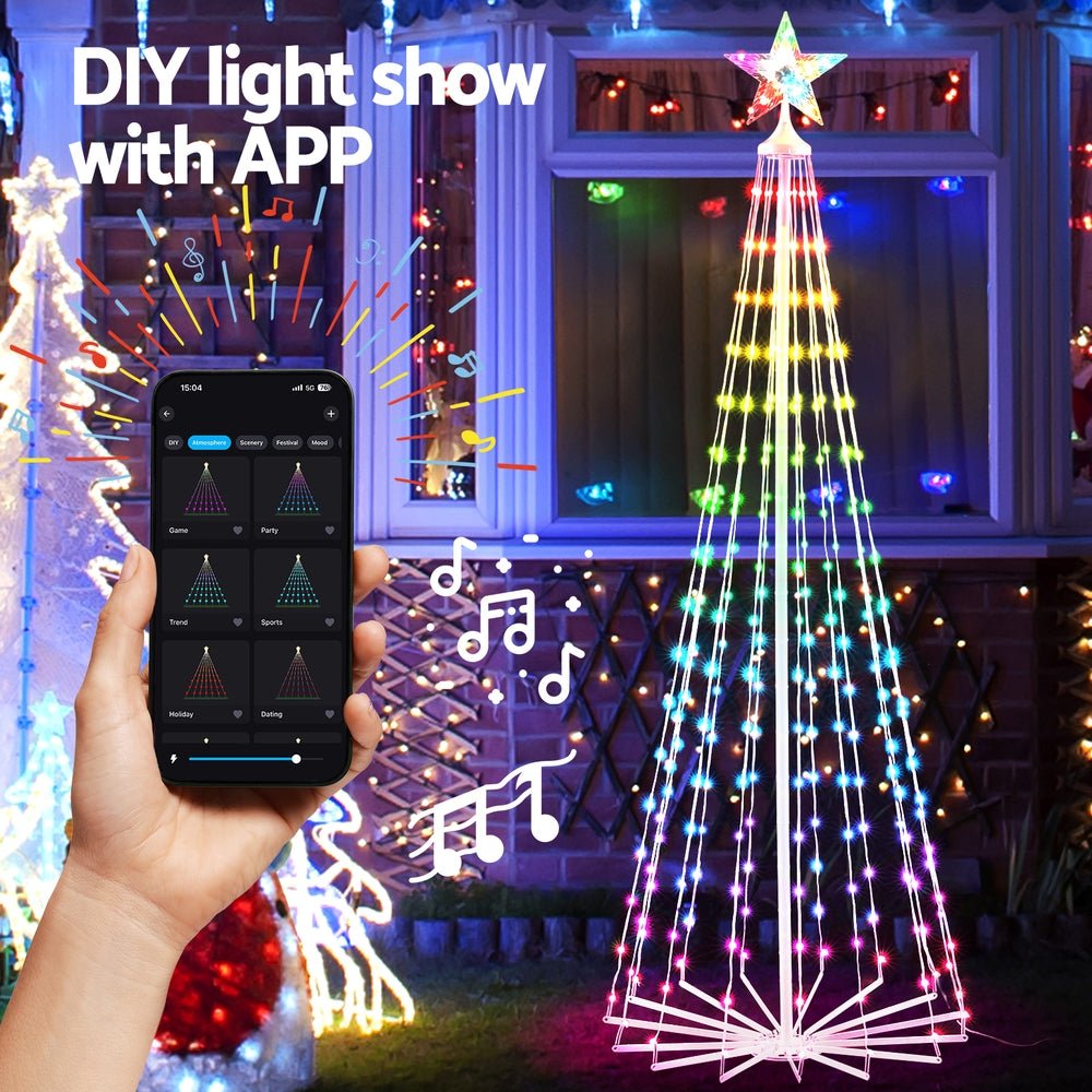 6.5ft Pre-Lit Christmas Tree with 265 RGB LED Fairy Lights - Indoor/Outdoor Holiday Decor for Home, Office, Party & Festive Celebrations