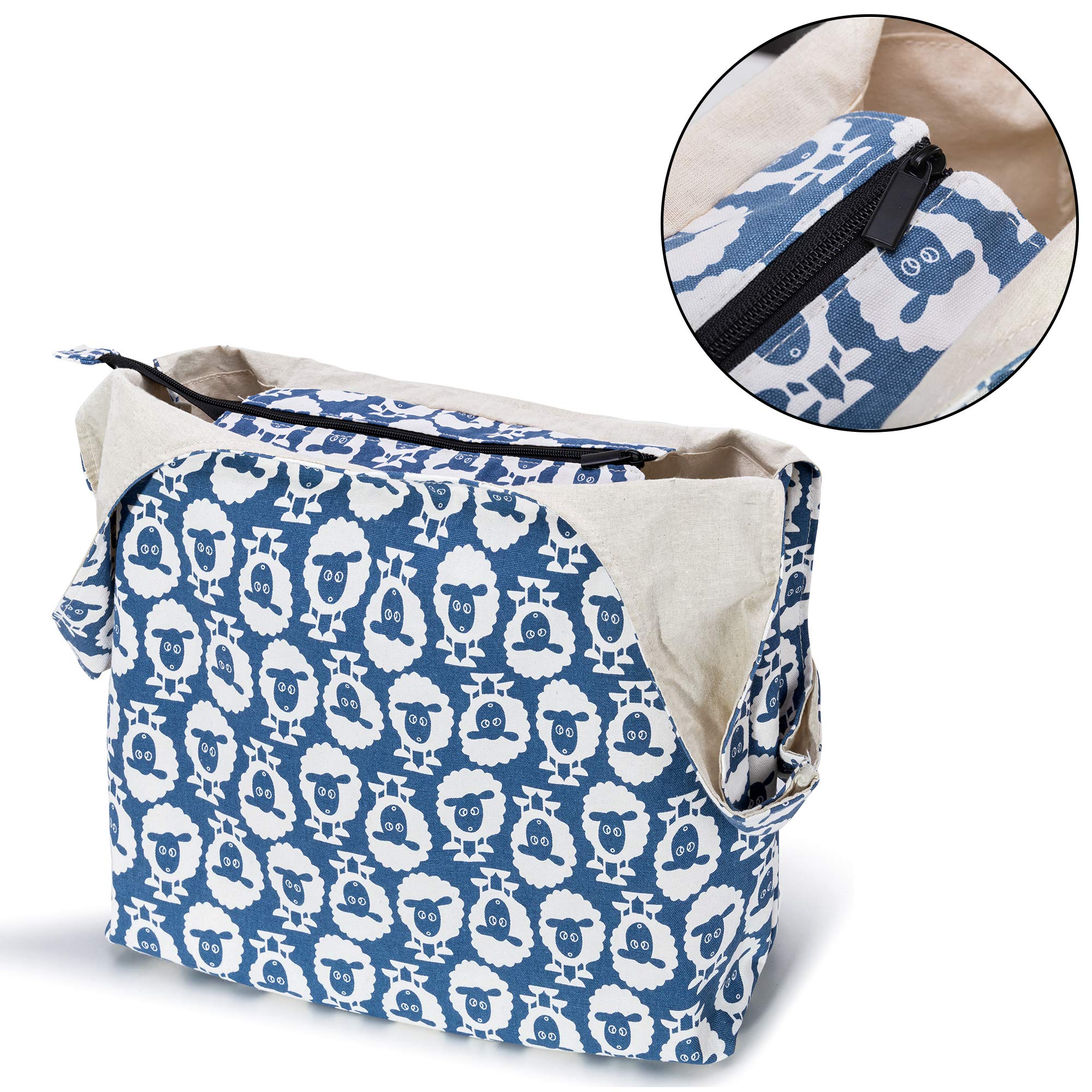 YARWO Knitting Yarn Storage Tote Bag - Patented Design Organizer for Knitting Needles, Crochet Hooks & Craft Supplies - Perfect for Knitters & Crocheters (Sheep Pattern) | Great for Travel, Home Crafting & Yarn Projects