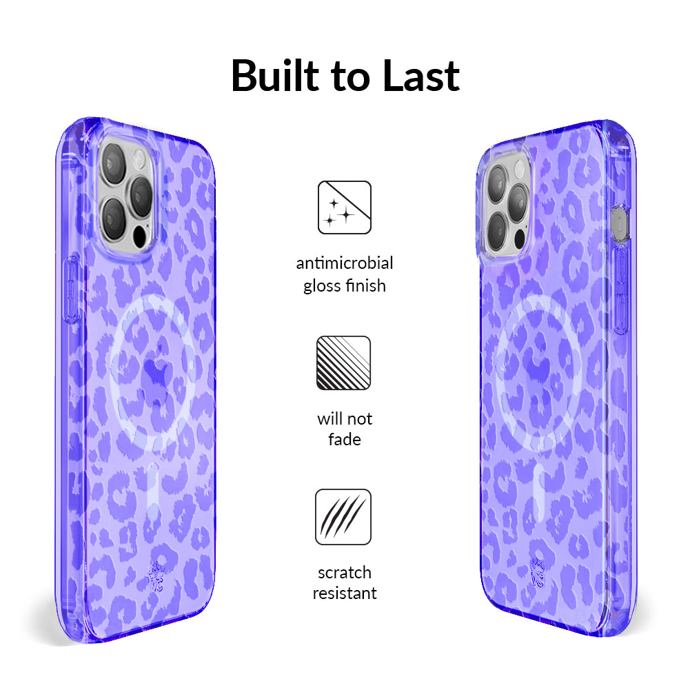 Electric Purple Leopard Print Shockproof iPhone Case - Trendy Protective Cover for iPhone 12/13/14 Pro Max | Perfect for Everyday Use, Travel & Outdoor Activities