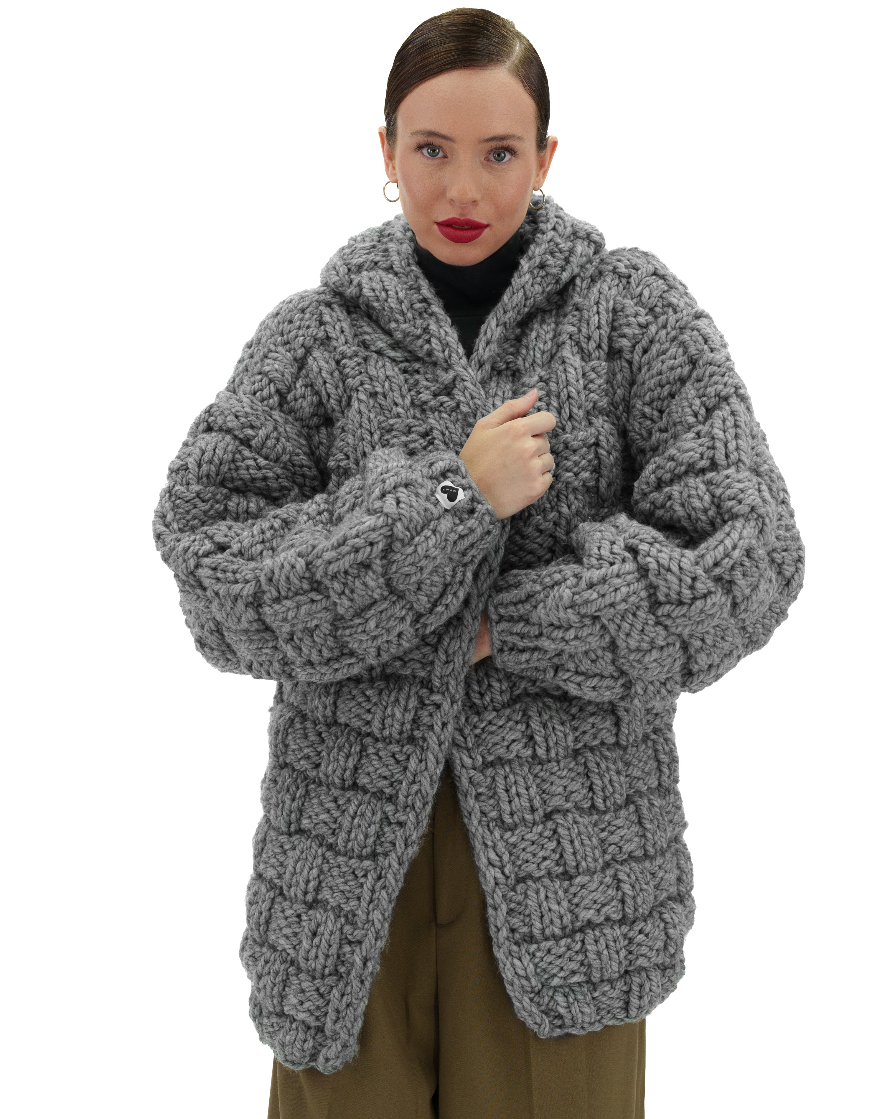 Women's Straw Hooded Cardigan - Lightweight Knit Sweater for Fall & Winter | Cozy Oversized Pullover for Casual Wear, Lounge & Travel