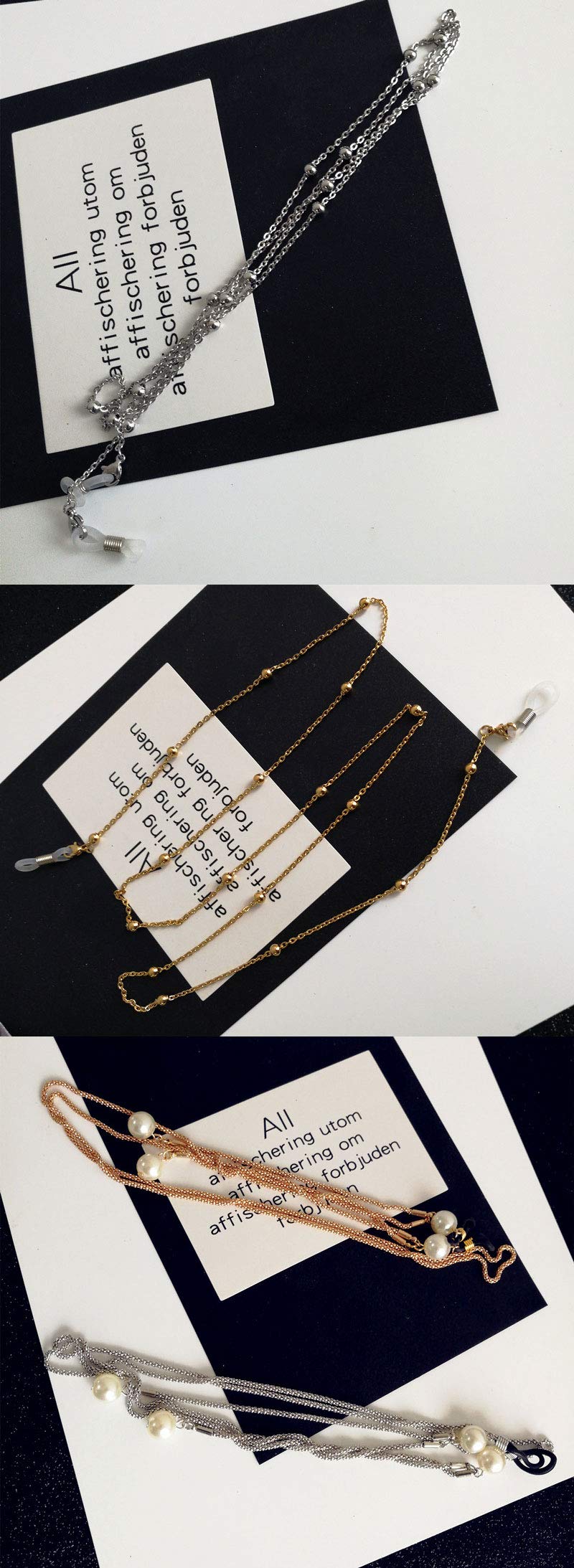 Retro Korean Pearl Fashion Glasses Chain with Metal Rope - Hipster Travel Sunglasses Necklace & Eyeglass Holder for Women & Men | Perfect for Reading, Travel, and Stylish Accessories
