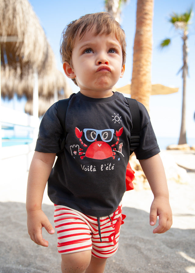 Mayoral Short Sleeve T-Shirt for Baby Boys - Soft Cotton Charcoal Tee for Everyday Play & Comfort