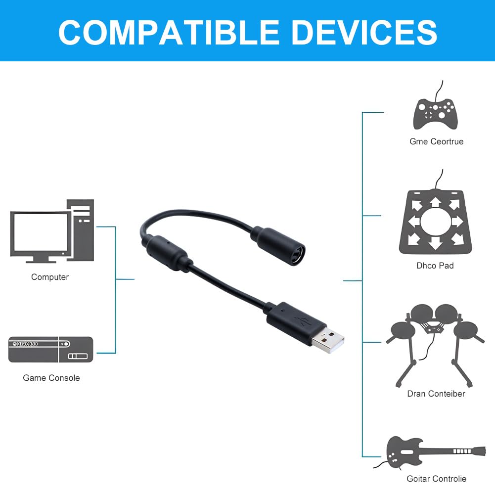 Xbox 360 Breakaway Wired Controller with USB Cable - Perfect for Gaming & Streaming
