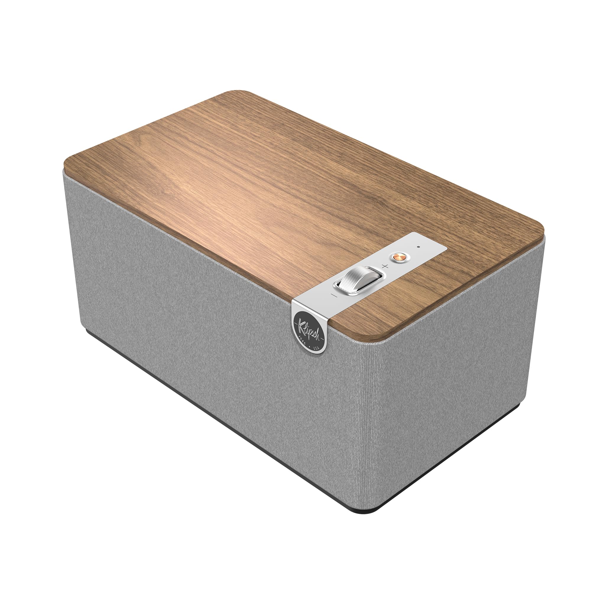 Klipsch The Three Plus Premium Wireless Bluetooth Speaker - High-Fidelity Sound, Walnut Finish for Home, Office, and Outdoor Entertainment