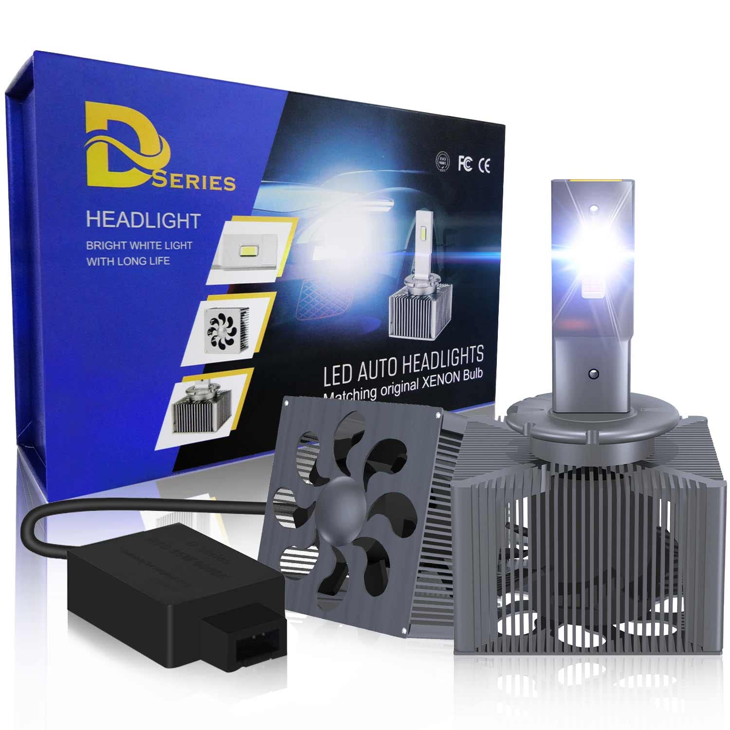 D1S D1R D1C LED Headlight Bulb Conversion Kit - 70W 6000K Bright White 20000LM, Canbus Error Free, Plug & Play Replacement for OEM Xenon Bulbs (Pack of 2) - Perfect for Night Driving & Enhanced Road Visibility