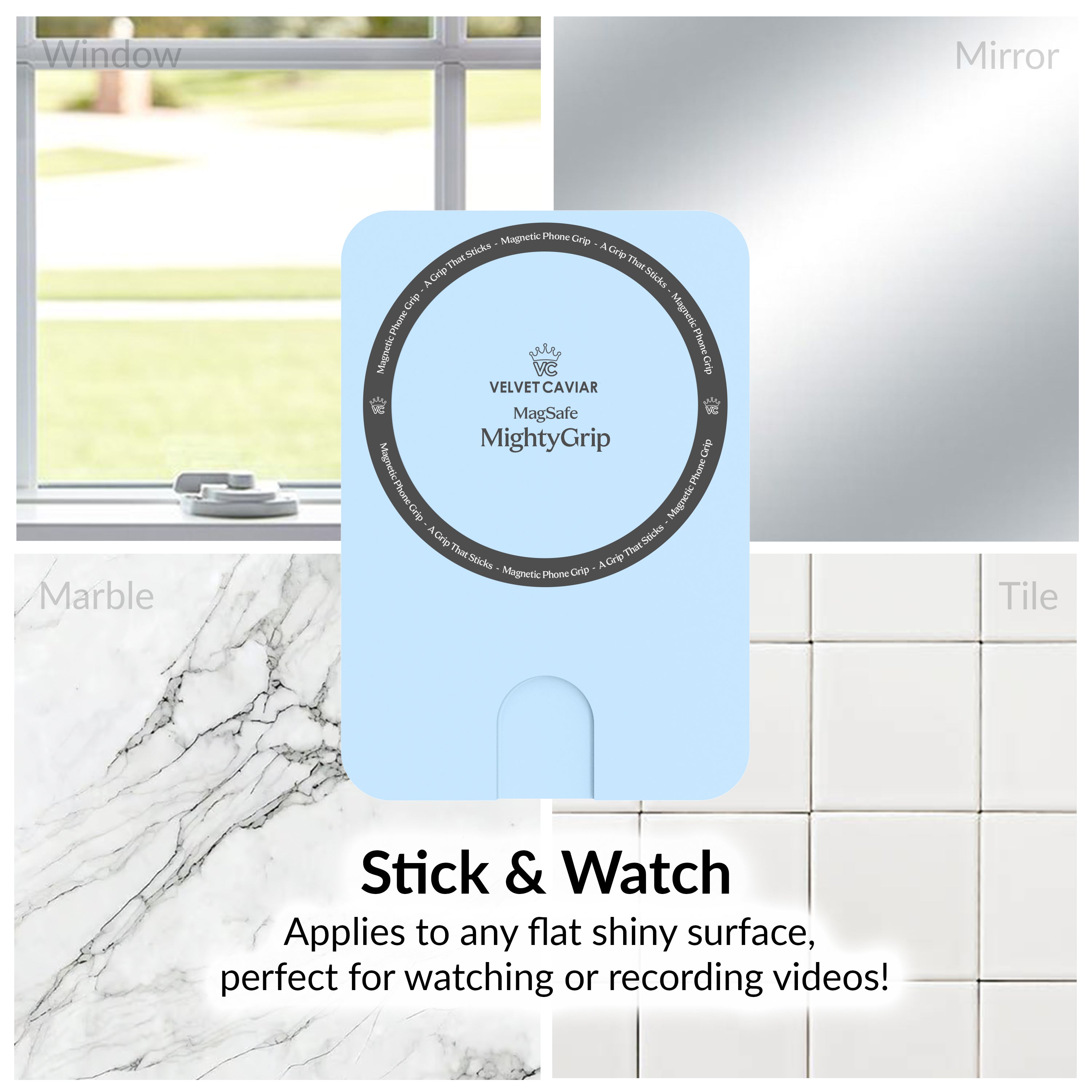 Premium Cotton Candy Blue MightyGrip MagSafe Phone Mount - Strong Magnetic Car Vent Holder for iPhone 14/13/12 Series - Perfect for Driving, Commuting & Hands-Free Navigation