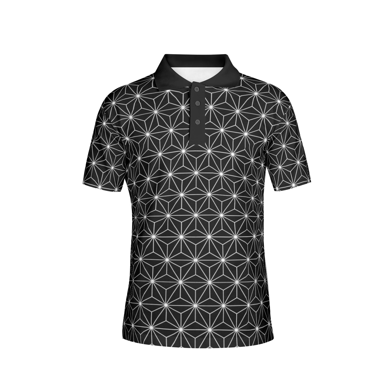 Men's Geometric Print Polo Shirt - Stylish Collared Short Sleeve Top for Casual Wear & Summer Outings