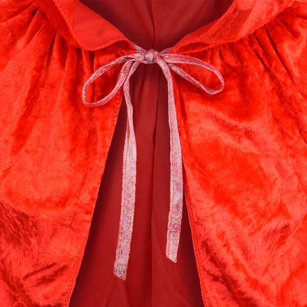 Red Velvet Hooded Cape for Women - Elegant Vampire & Red Riding Hood Costume Capelet - Perfect for Halloween, Cosplay, and Themed Parties