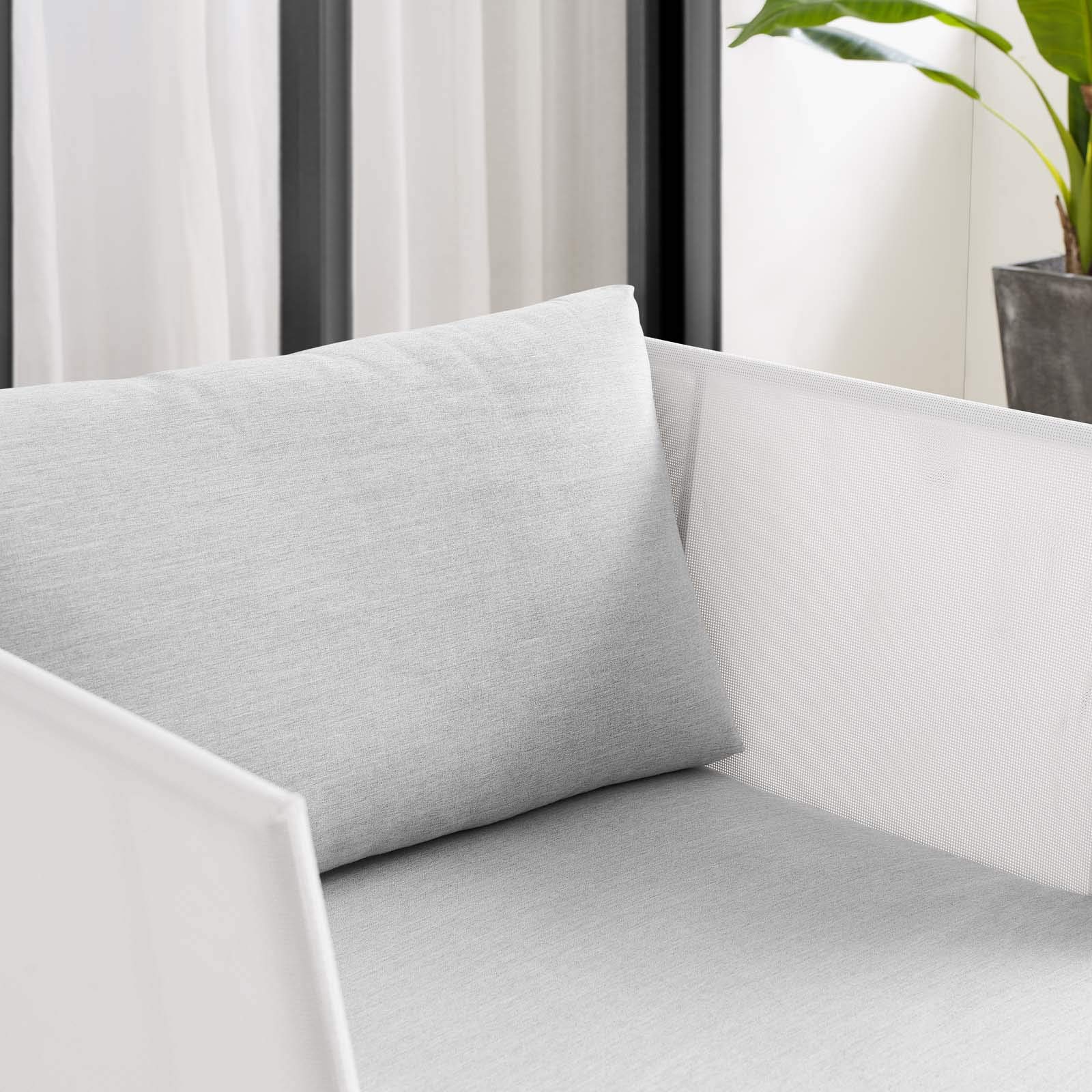 Modway EEI-4955-WHI-GRY Harmony Outdoor Patio Aluminum Armchair - Weather-Resistant White & Gray Modern Garden Chair for Poolside, Backyard & Patio Relaxation