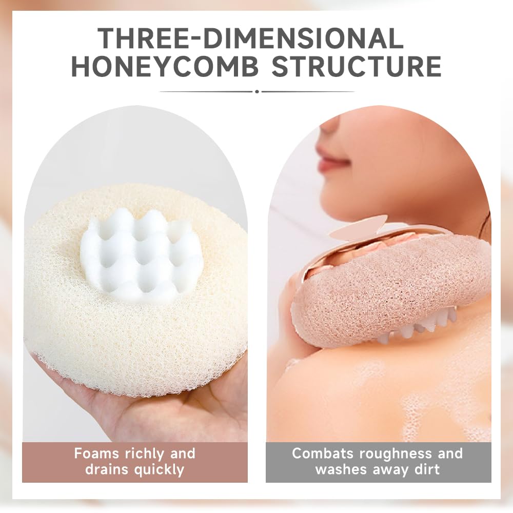 Premium 2-in-1 Sunflower Bath Sponge with Suction Cup | Super Soft Exfoliating Shower Ball & Body Scrubber | Mesh Bath Brush for Women (4 Pack) - Perfect for Relaxing Baths & Gentle Skin Exfoliation