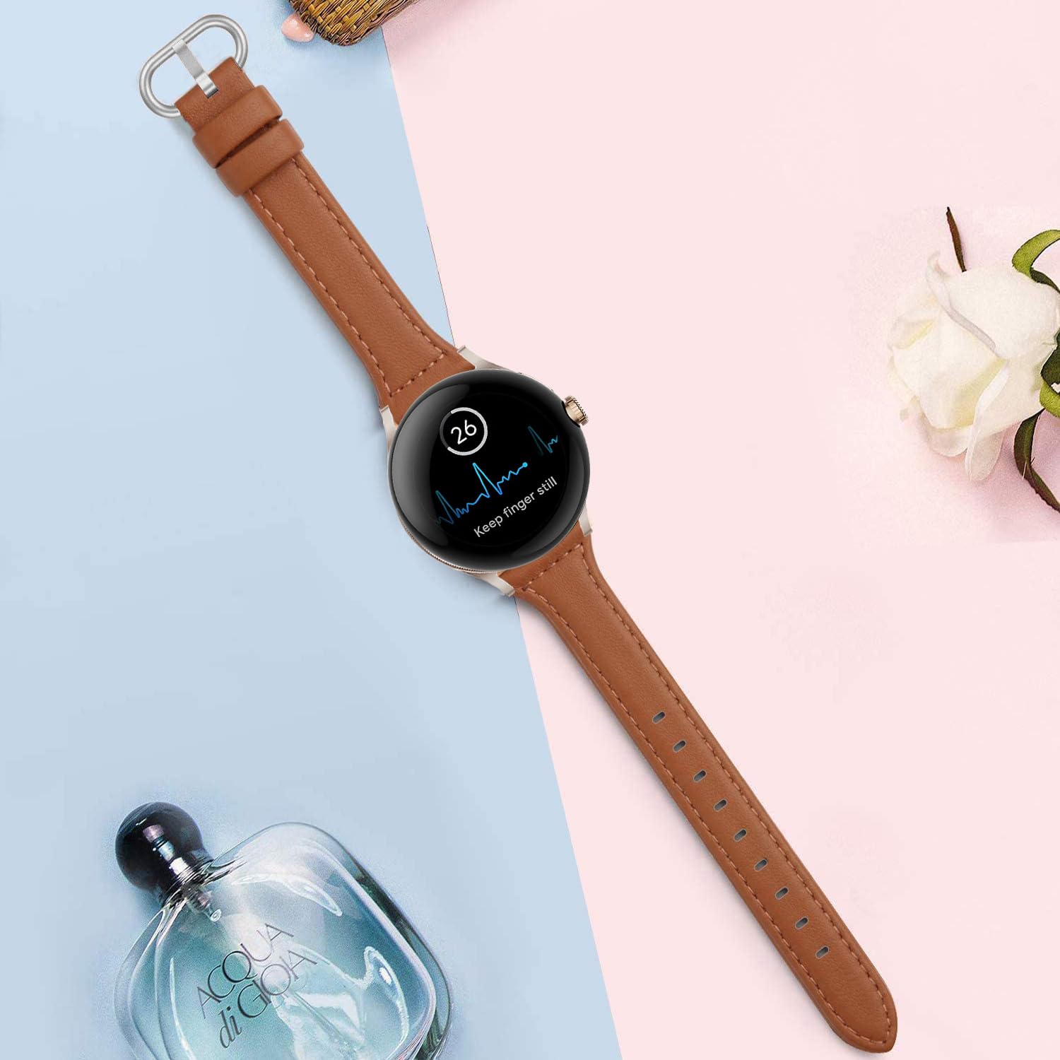 Premium Genuine Leather Bands for Google Pixel Watch - Adjustable Clasp, Stylish Wristband for Women & Men - Perfect for Work, Gym & Everyday Wear (Compatible with Pixel Watch 2022)