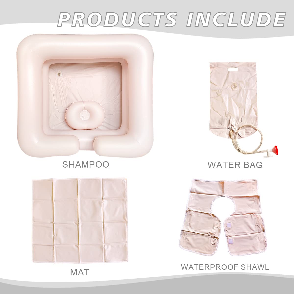 Portable Hair Washing Basin for Bedridden & Disabled - Adjustable Shampoo Bowl with Pillow Support (5-Piece Set) - Ideal for Home Care, Nursing Homes & Post-Surgery Recovery
