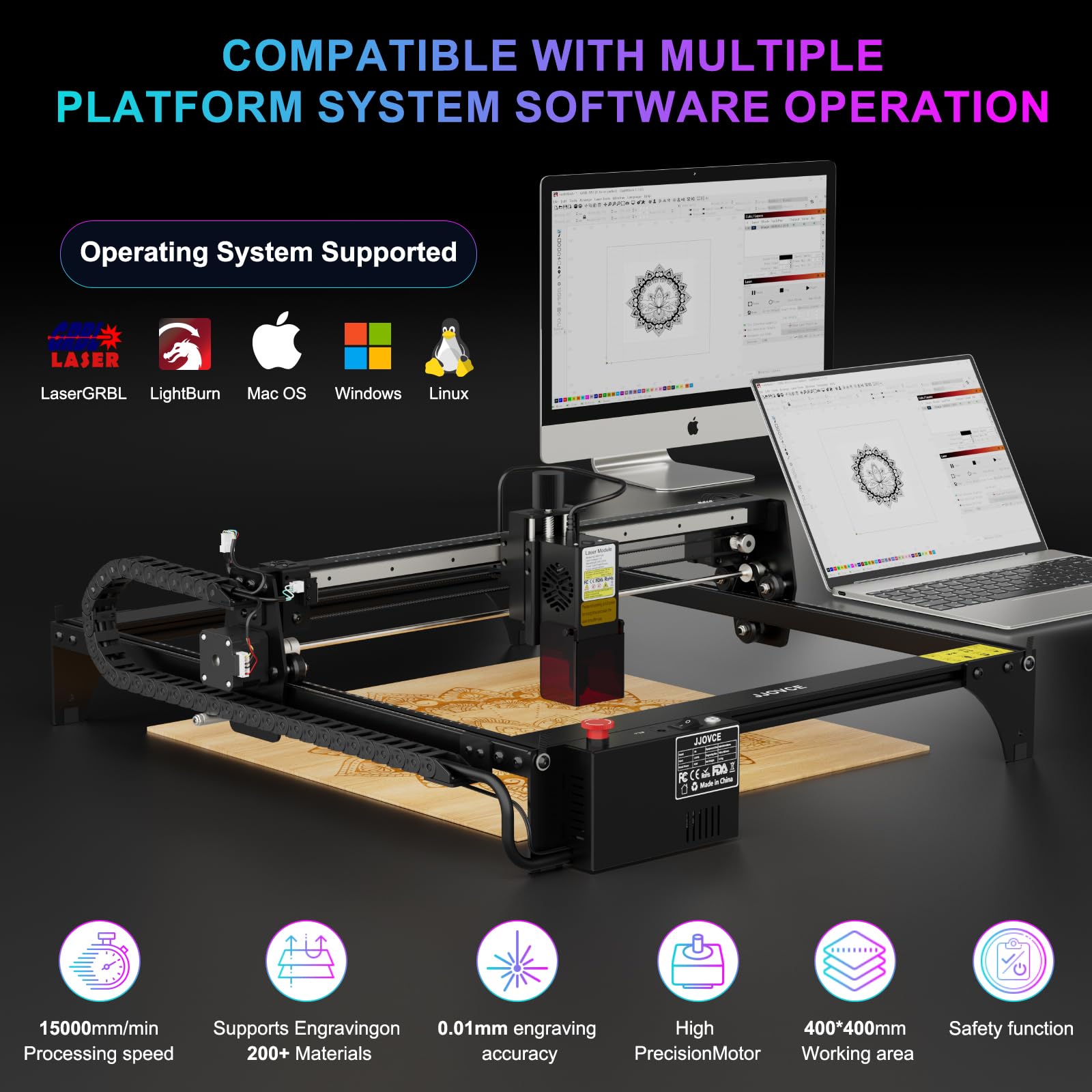 12W Laser Engraver Cutting Machine - Precision CNC Engraving for Wood, Metal, Acrylic, Glass, Leather & Jewelry | DIY Crafts, Personalized Gifts, Home Decor & Small Business Projects