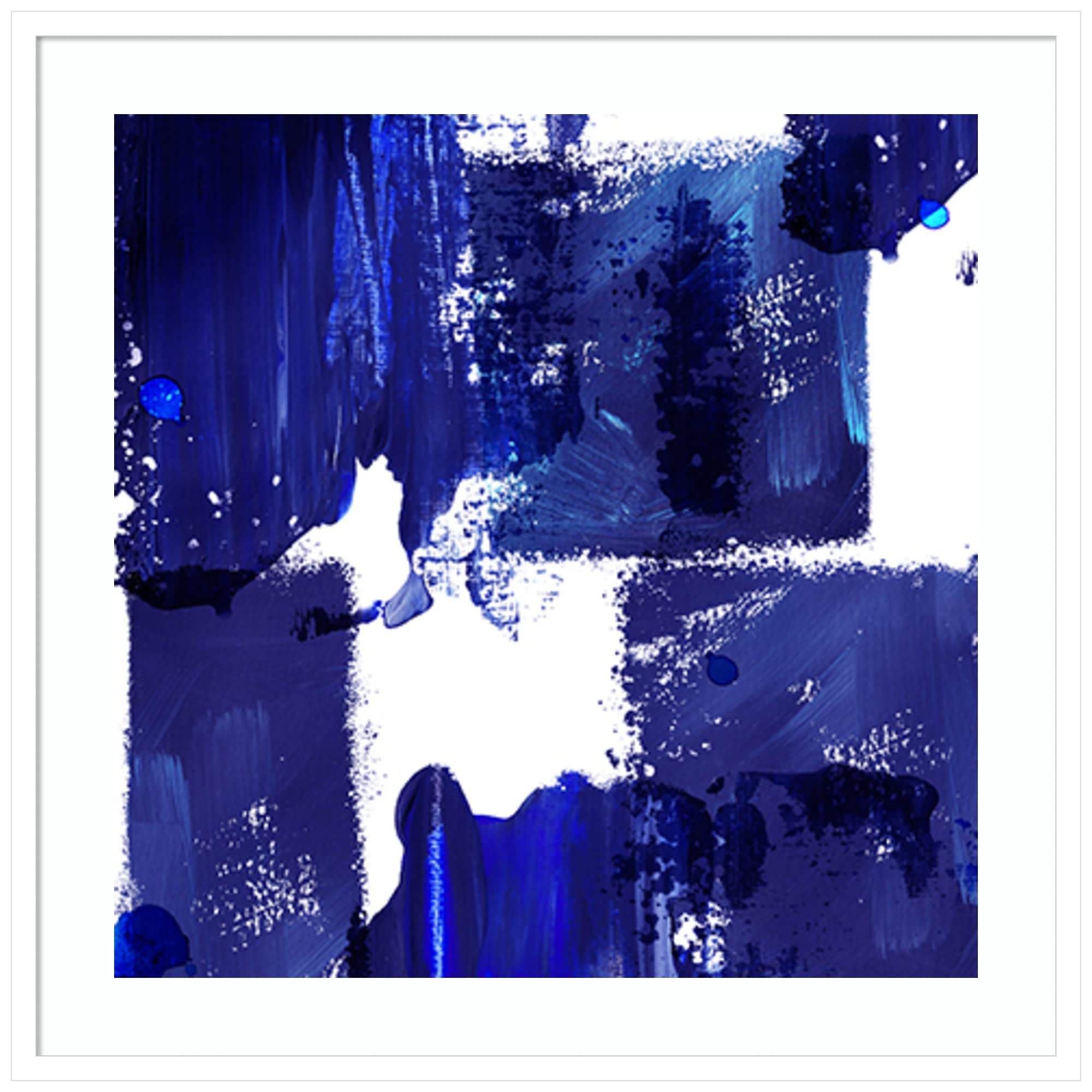 Amanti Art Framed Wall Art Print 33x33 - Indigo Abstract IV by Northern Lights, Modern Abstract Canvas Painting for Home & Office Decor - Perfect for Living Room, Bedroom, Bathroom & Kitchen Wall Decor