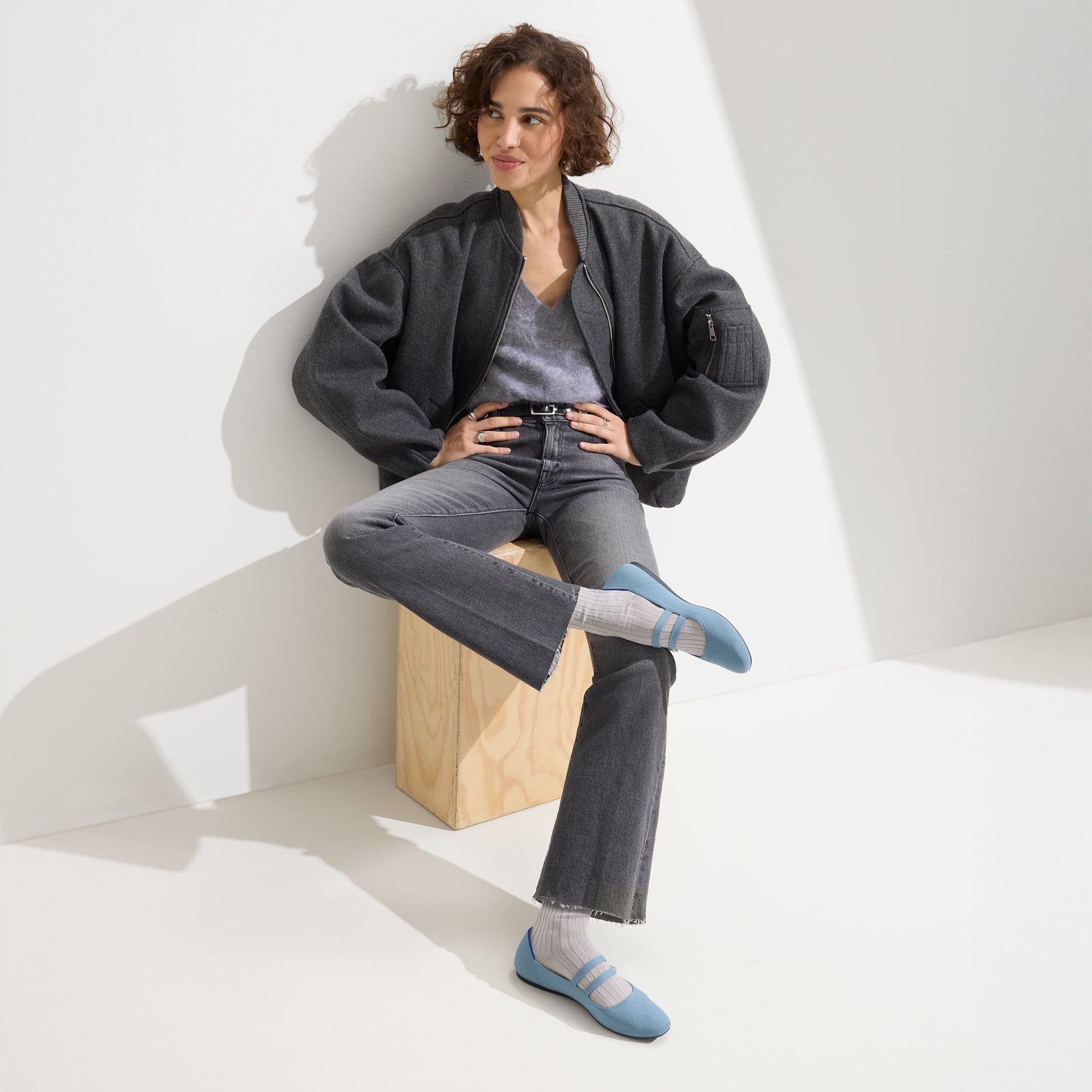 Double Buckle Mary Jane Shoes for Women - Comfortable & Stylish Sky Blue Flats - Perfect for Work, Casual Wear & Special Occasions