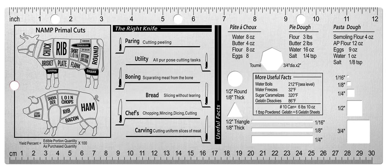 Professional Stainless Steel Kitchen Ruler - 12.28