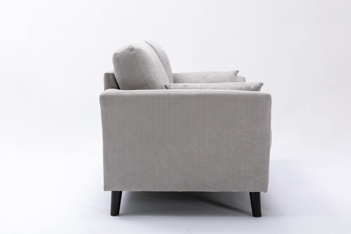 Lilola Home Damian Light Gray Woven Fabric Loveseat - Small Sofa for Living Room, Apartment & Cozy Spaces