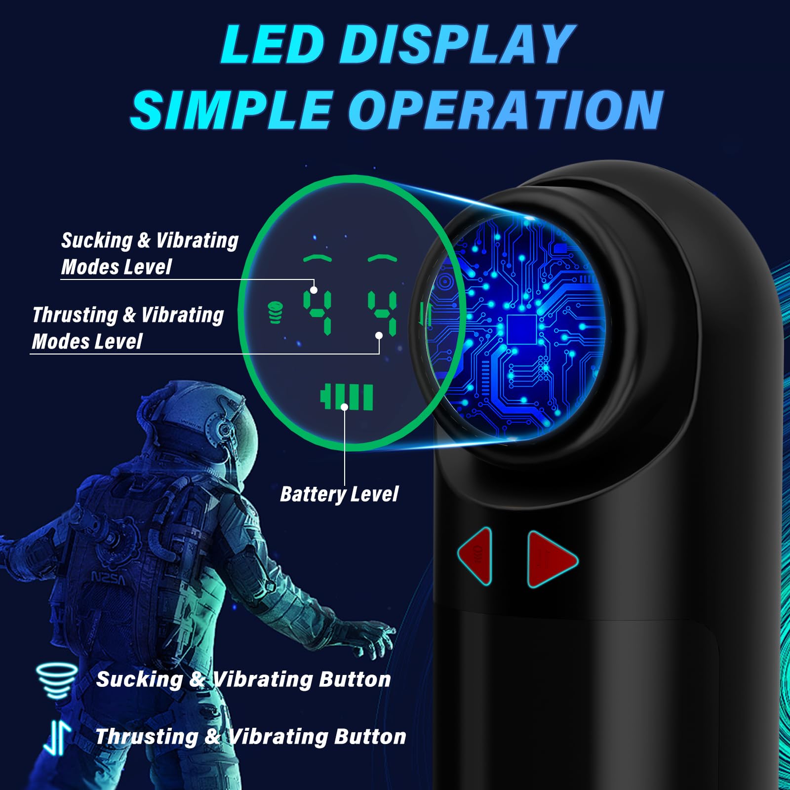 Automatic Male Masturbator - Adult Penis Pump with 4 Suction & Vibration Modes, Rechargeable Male Stroker for Enhanced Stimulation - Discreet & Portable for Solo Play or Couples Use