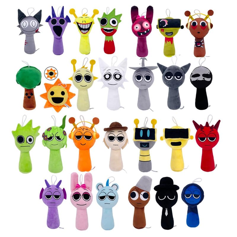 7PCS Sprunki Game Plush Toys - Soft Stuffed Animal Pillow Dolls for Kids & Adults - Perfect Christmas & Birthday Gifts for Gaming Fans, Home Decor, and Cute Bedroom Accessories