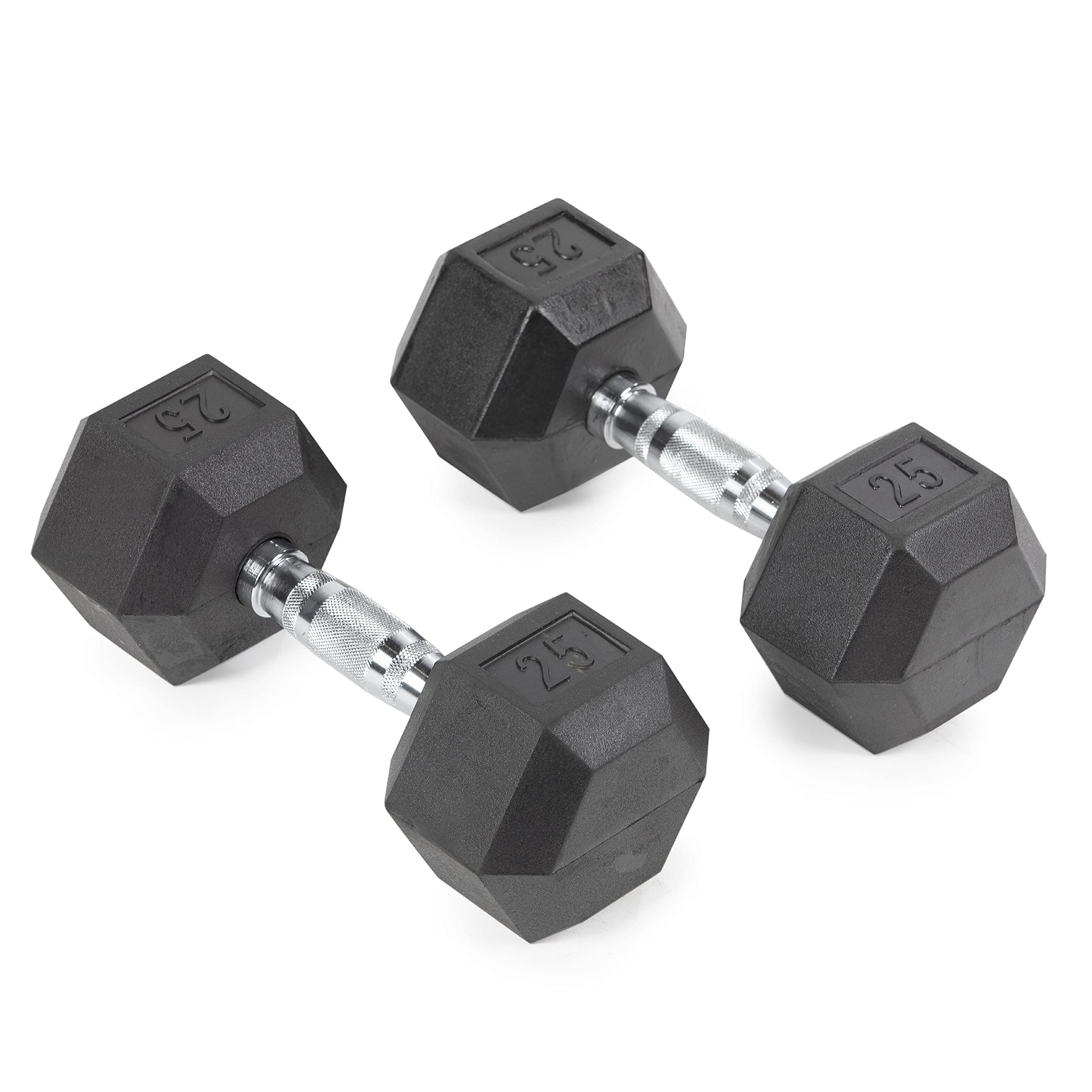 Titan Fitness Rubber Hex Dumbbells with Chrome Handles - Premium Weight Sets for Home Gym & Strength Training | Perfect for CrossFit, Bodybuilding & Workout Routines