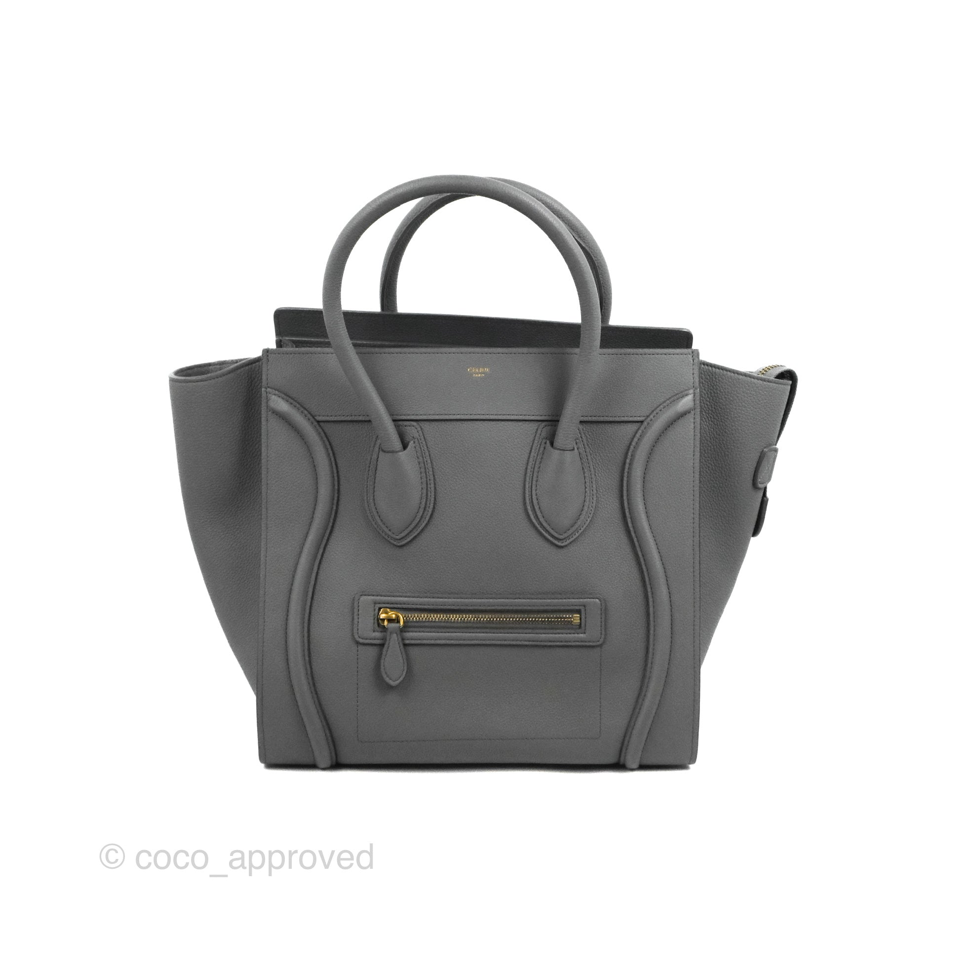 Celine Mini Luggage Bag in Grey Grained Leather - Stylish Crossbody Handbag for Women, Perfect for Work, Travel & Everyday Use