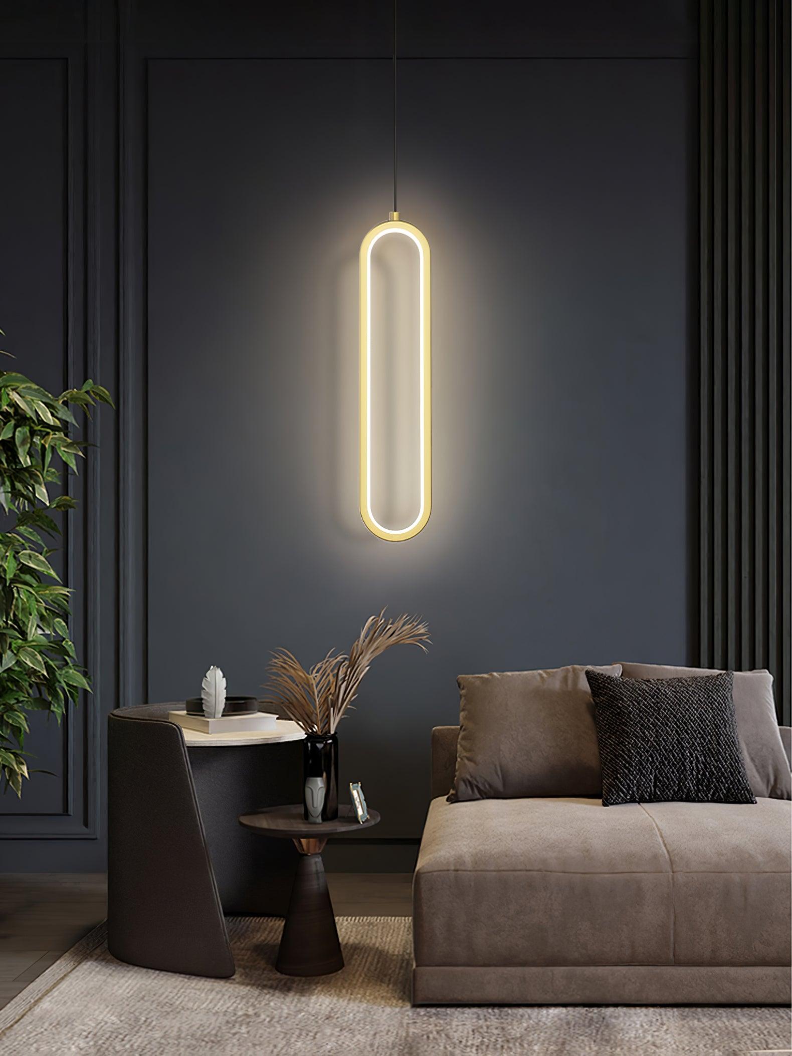 Modern Long Oval LED Pendant Light - Dimmable Hanging Fixture for Kitchen Island, Dining Room & Bedroom Lighting
