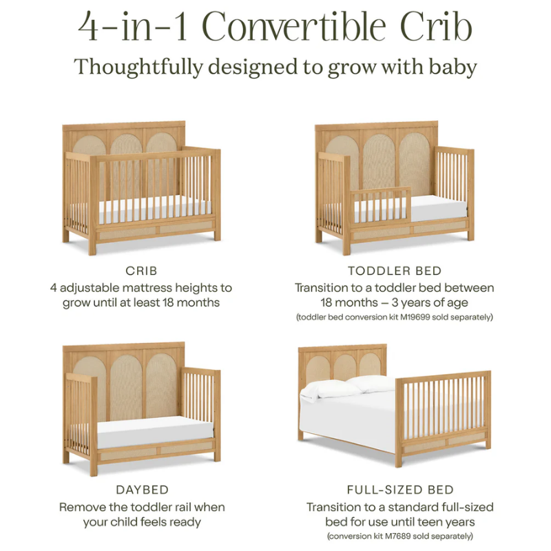 Eloise 4-in-1 Convertible Baby Crib - Toddler Bed, Daybed & Full-Size Bed - Safe Nursery Furniture for Newborn to Teen - Perfect for Bedrooms, Daycare & Guest Rooms