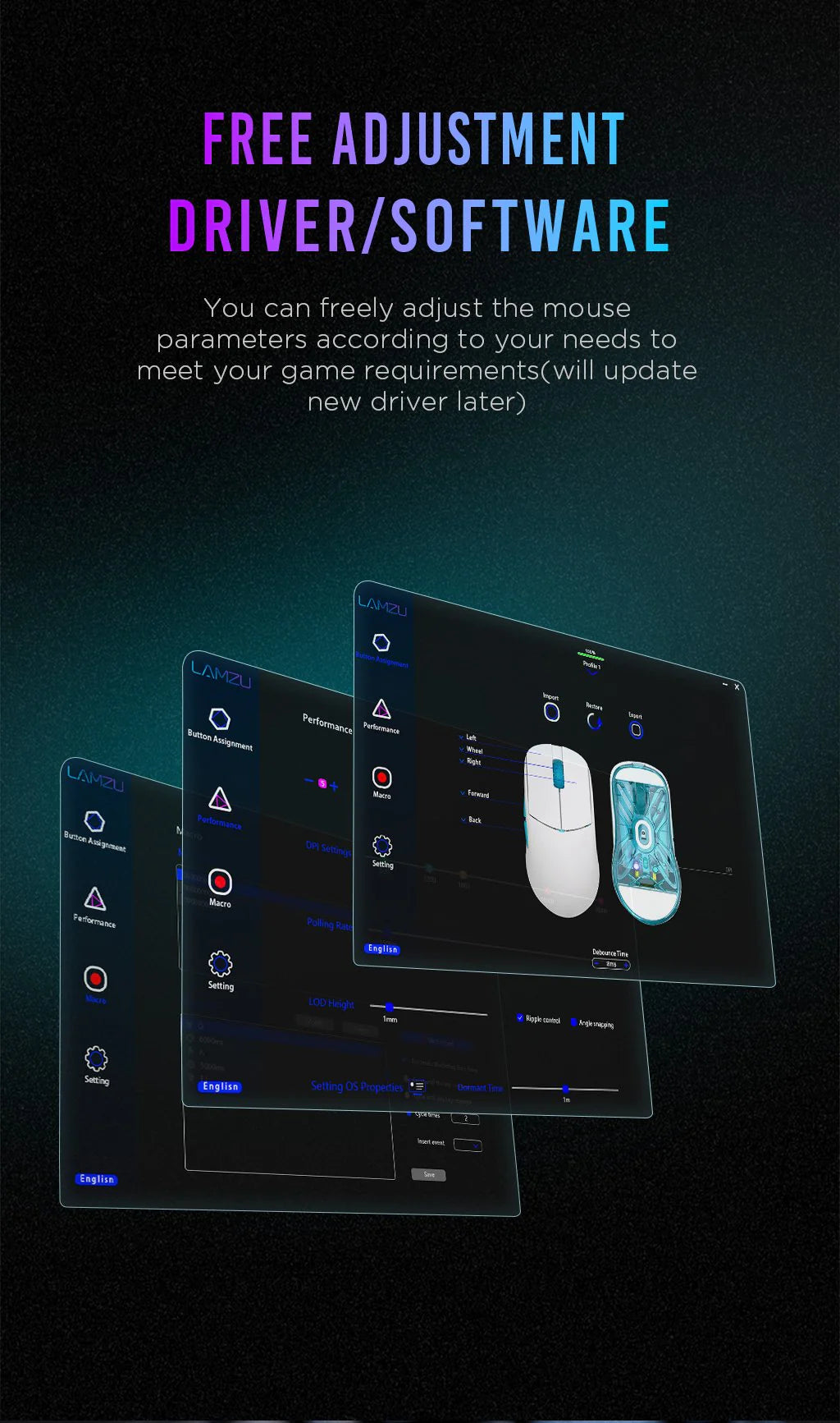 Lamzu Atlantis Mini Pro Wireless Gaming Mouse - 4K Compatible, Lightweight, Ergonomic Design for FPS & MOBA Games - Polar White - Perfect for Esports & Competitive Gaming