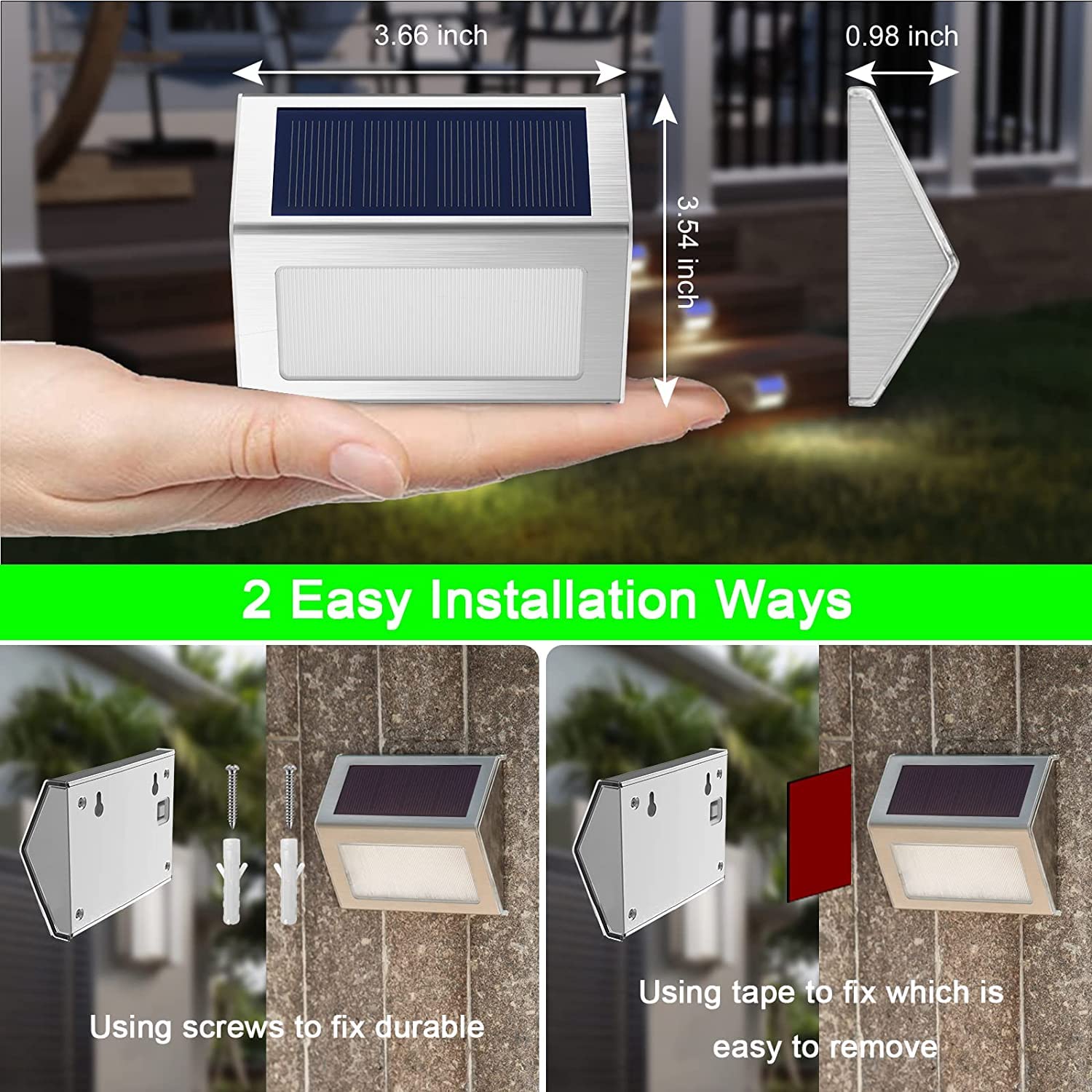 JSOT 12 Pack Solar Deck Lights - Waterproof Outdoor Solar Fence Lights for Garden, Backyard, Patio, Pool, Yard, Wall & Stair Steps | Warm White LED Lighting for Nighttime Safety & Ambience
